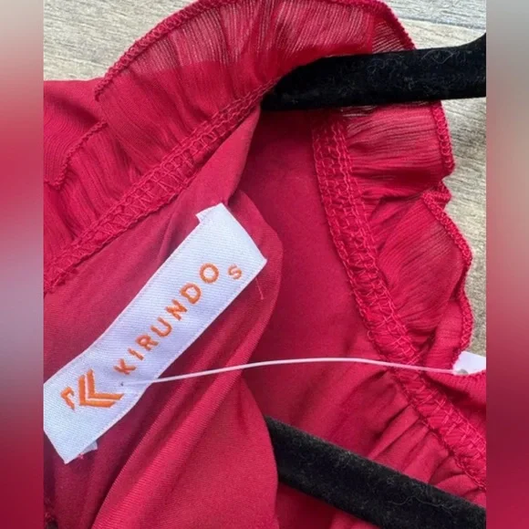 🎁 NWT Kirundo Size Small Red/Burgundy Baby Doll Dress - Picture 7 of 7